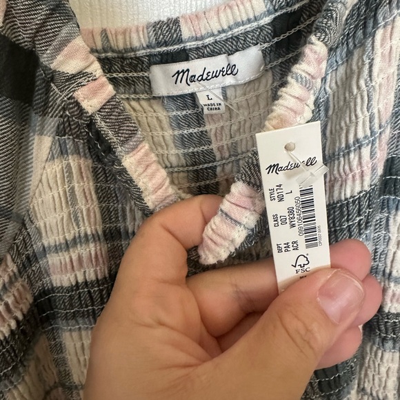 NWT Madewell Lucie Elbow Sleeve Smocked Mini Dress - Picture 6 of 8